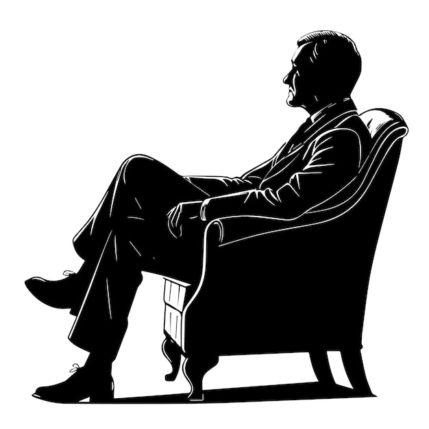 Un hombre sentado en un sillón vector silueta