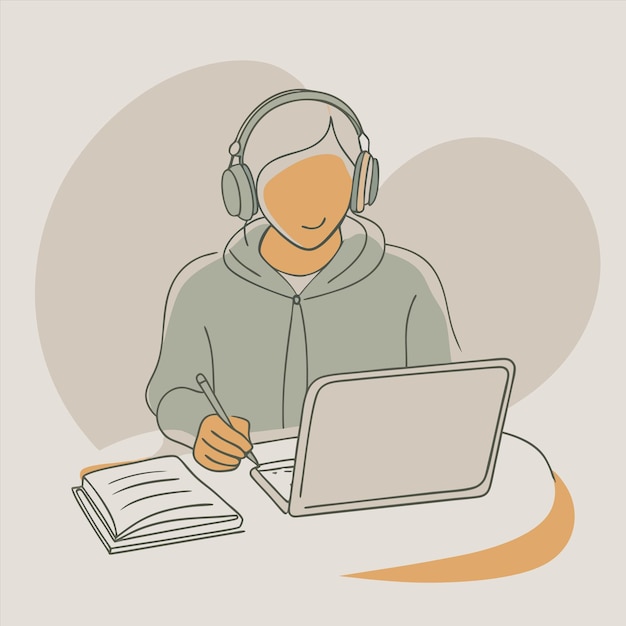 un hombre se sienta en una mesa con una computadora portátil y un libro titulado cita el nombre cita