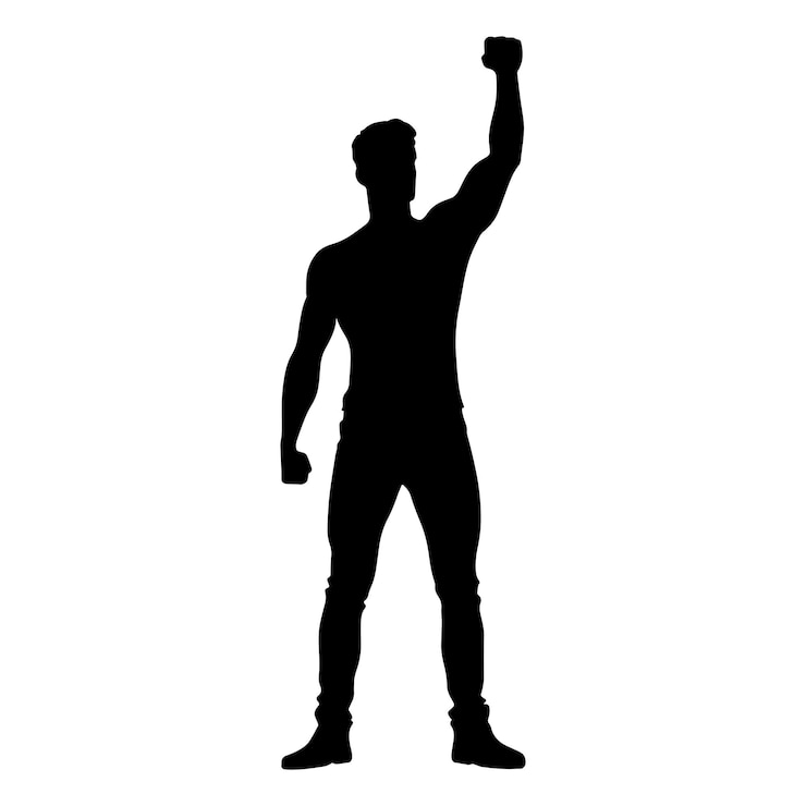 Vector hombre con la silueta del puño levantado ilustración vectorial