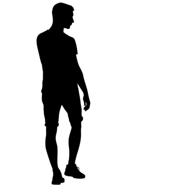 Hombre de siluetas negras sobre fondo blanco ilustración vectorial