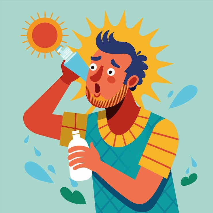 Vector un hombre con un sol y una botella de leche