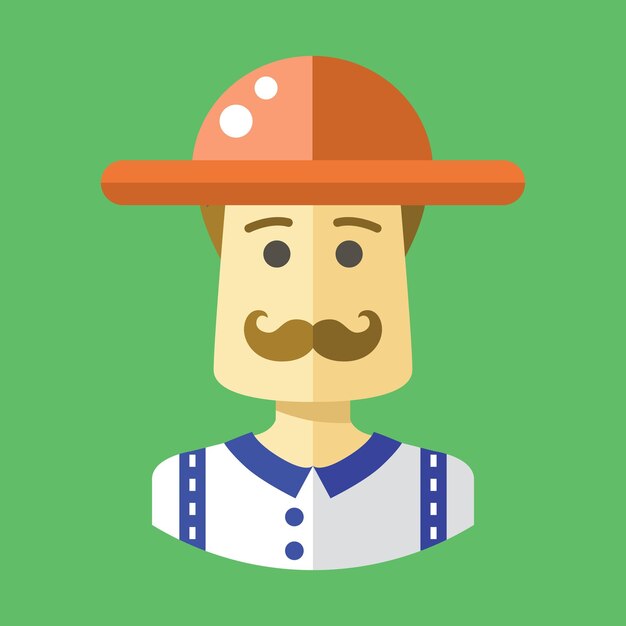 Un hombre con sombrero y bigote está parado frente a un fondo verde.