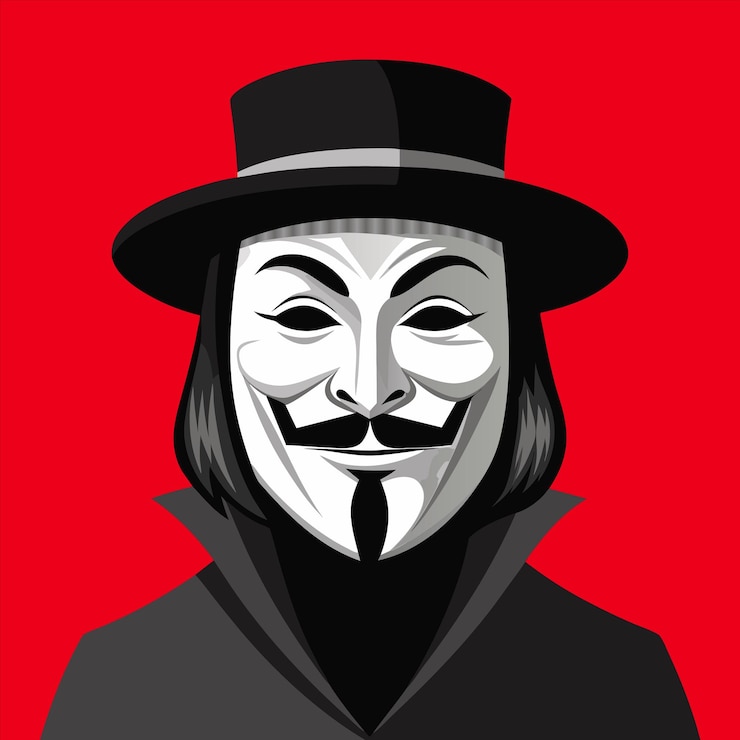 Vector un hombre con un sombrero negro y un fondo rojo