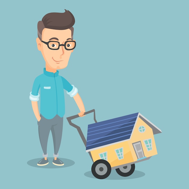 Hombre sonriente adulto comprando casa ilustración vectorial
