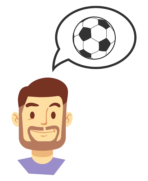 Hombre sonriente pensando en juego de fútbol