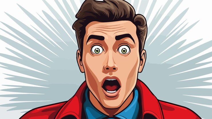 Vector el hombre sorprendido pop art ilustración vectorial de estilo retro