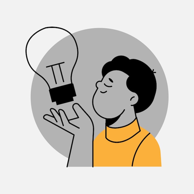 Hombre sosteniendo una bombilla que representa una idea innovadora