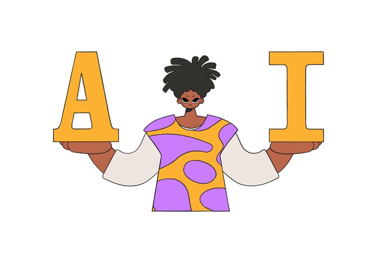 Vector un hombre sosteniendo las letras a e i, una ilustración vectorial con un tema de ia.