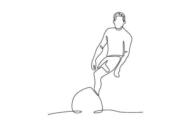 Hombre surfeando concepto de verano dibujo en línea