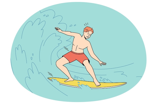 Hombre surfeando en las olas del mar