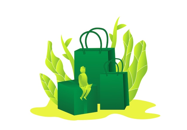 hombre tienda mercado plano ilustración comercio minorista venta