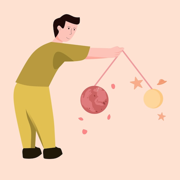 Hombre con tierra y luna