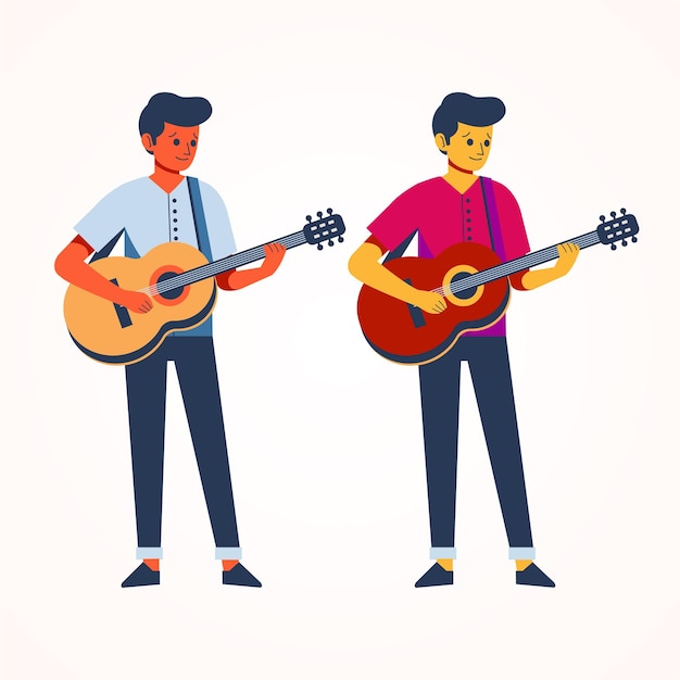 Hombre tocando la guitarra de dibujos animados
