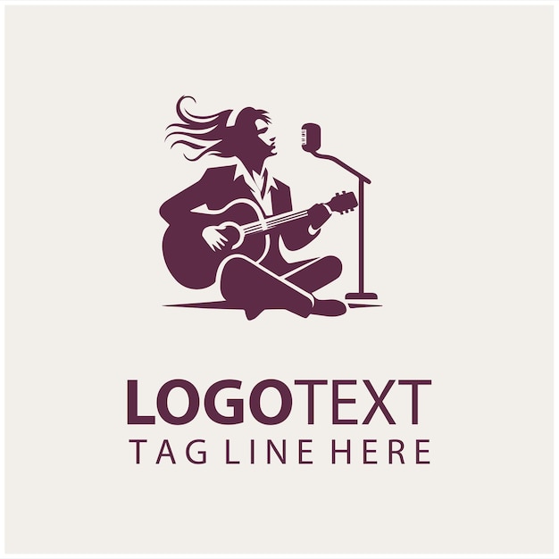 un hombre tocando la guitarra Logo Vector
