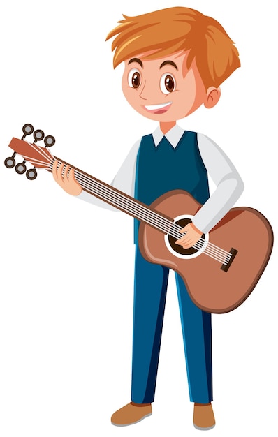 Hombre tocando la guitarra sobre fondo blanco