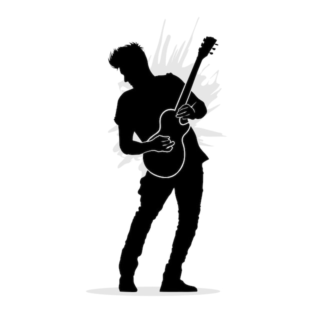 Hombre tocando la guitarra. Vector de silueta abstracta