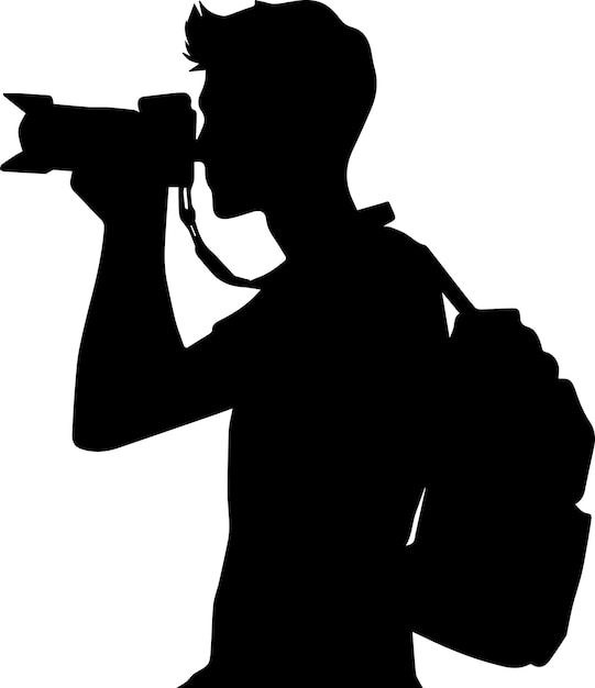 un hombre toma una foto pose ilustración de silueta vectorial