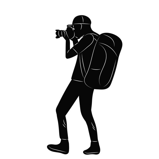 hombre tomando fotos vector silueta