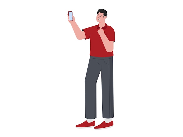 Hombre tomando una ilustración de selfie