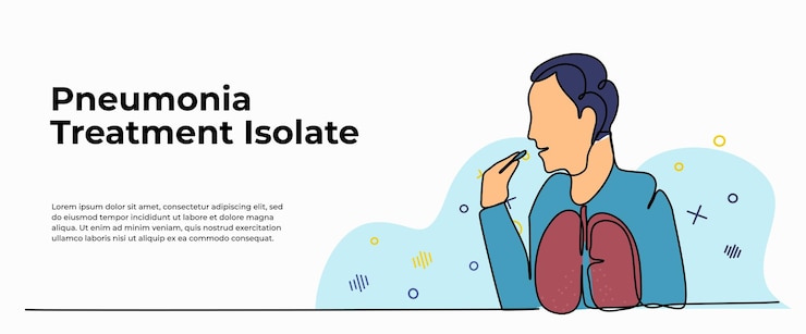 Vector un hombre tomando medicamentos ilustración vectorial del día internacional de la pneumonía plana moderna en estilo de línea continua