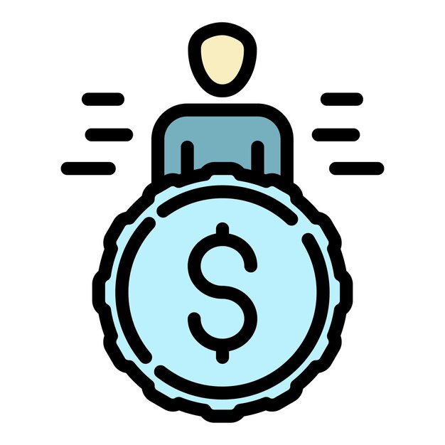 Hombre tomar icono de moneda Contorno hombre tomar moneda vector icono color plano aislado
