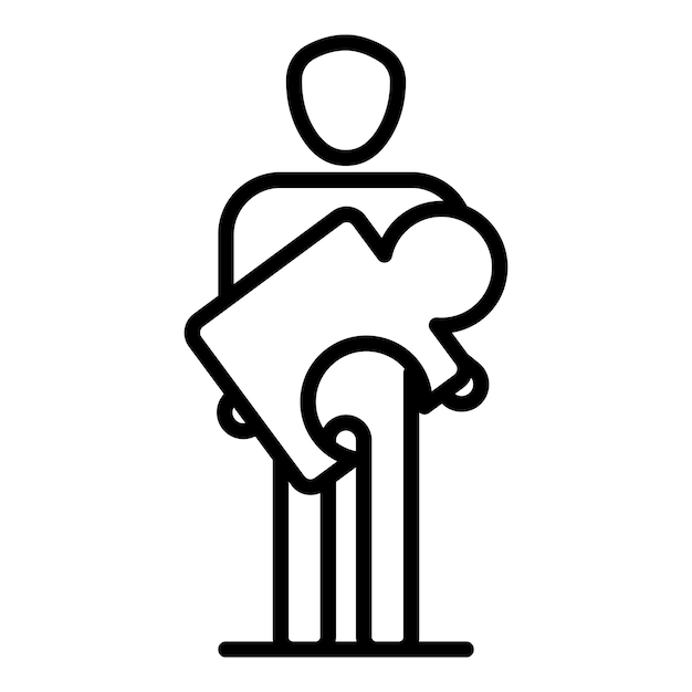 Hombre tomar icono de rompecabezas Contorno hombre tomar icono de vector de rompecabezas para diseño web aislado sobre fondo blanco