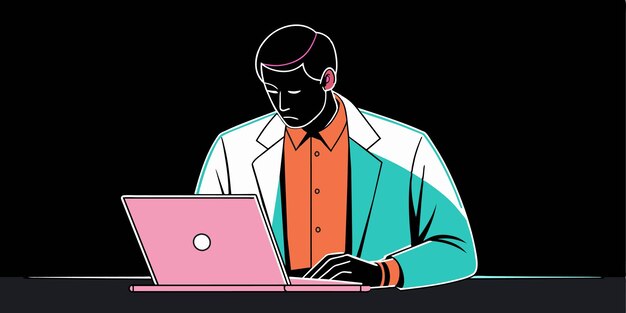 Un hombre trabajando en una computadora portátil con un hombre trabajando en su laptop