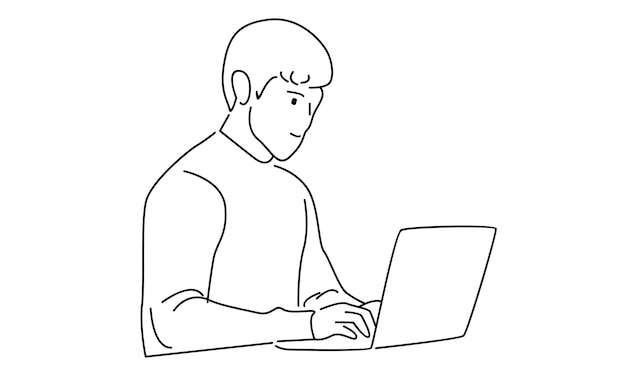 Hombre trabajando en la computadora portátil