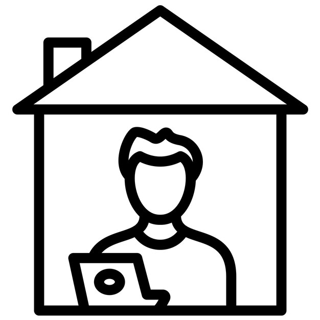 Hombre trabajando en el hogar ilustración de icono vectorial de Work from Home iconset