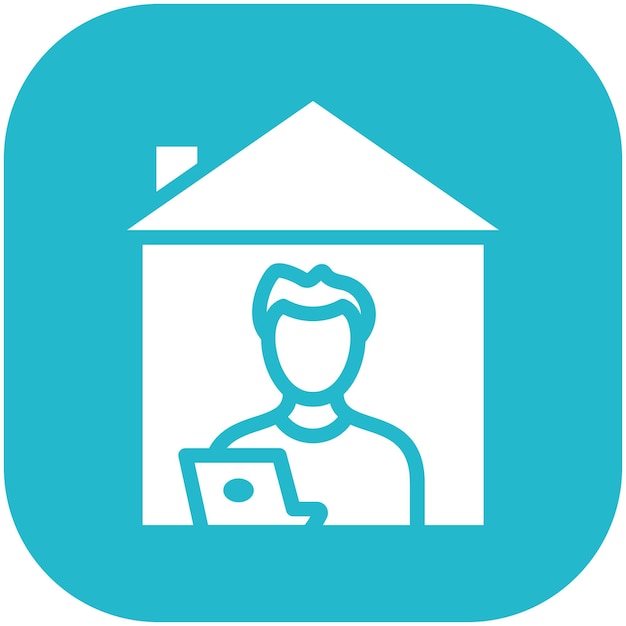 Hombre trabajando en el hogar ilustración de icono vectorial de Work from Home iconset