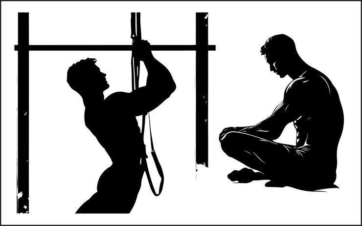 Vector un hombre trabajando con silueta vectorial negra