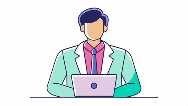 un hombre en traje con una computadora portátil y un hombre en un traje con un logotipo en el frente