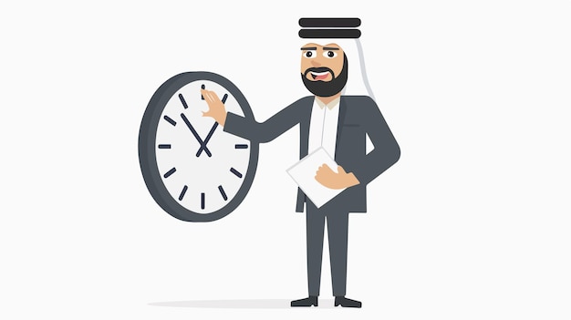 un hombre de traje está sosteniendo un reloj y un libro que dice la hora