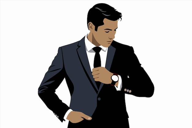 un hombre en un traje está sosteniendo un reloj que dice "la hora de las 5 00"