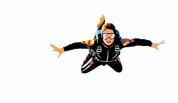 un hombre con un traje y gafas está en el aire con un paracaídas