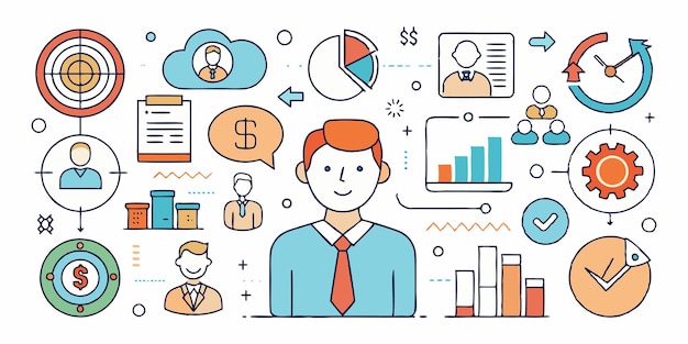 un hombre en traje con un gráfico de un hombre en un traje con la palabra financiera en él