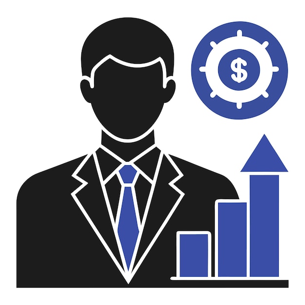 un hombre en traje con un gráfico que dice gráfico financiero