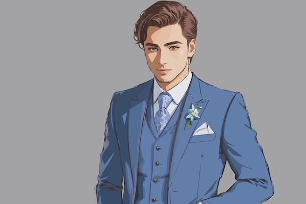 Vector hombre en un traje a medida esperando su novia ilustración