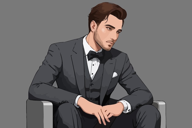 Vector hombre en un traje a medida esperando su novia ilustración