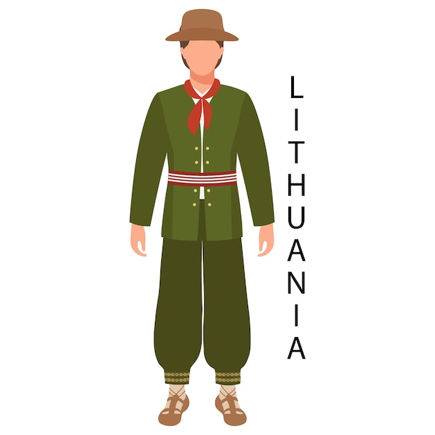 Un hombre con traje popular lituano Cultura y tradiciones de Lituania Vector de ilustración