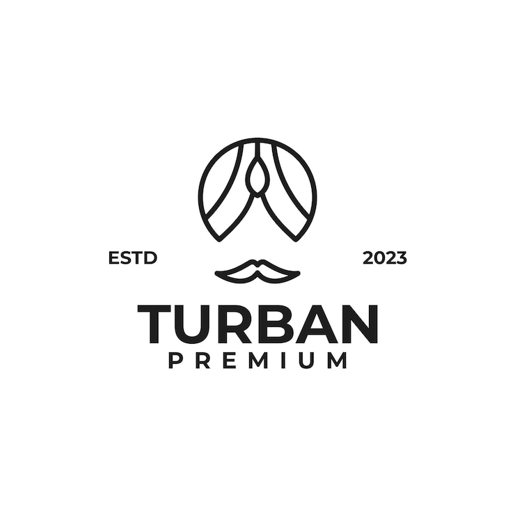 Vector hombre en turbante para la cultura india logo diseño concepto vector ilustración símbolo icono