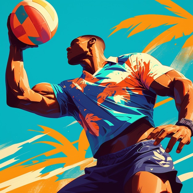 Vector un hombre de tuvalu está jugando al voleibol