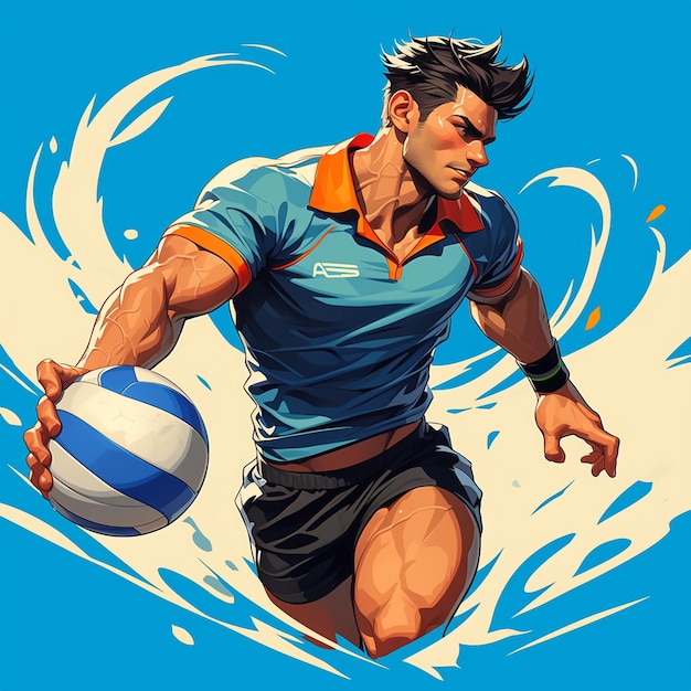 Vector un hombre de tuvalu está jugando al voleibol