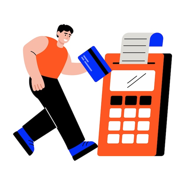 Hombre usando tarjeta de crédito en la terminal POS