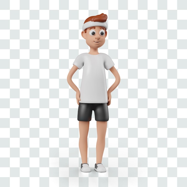 Hombre vectorial en ropa deportiva de pie con las manos a los lados personaje masculino