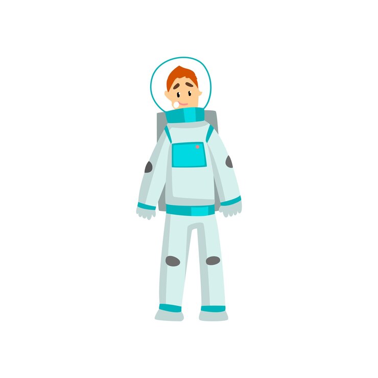 Vector hombre vestido como una persona divertida astronauta en la fiesta de carnaval o vector de mascarada ilustración aislada sobre fondo blanco