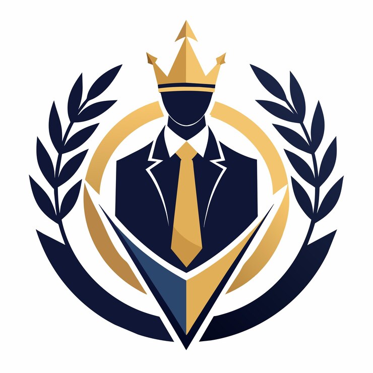 Vector un hombre vestido con un traje formal adornado con una corona en la cabeza que irradia confianza real refleja la simplicidad y la elegancia de una tienda de marca de lujo
