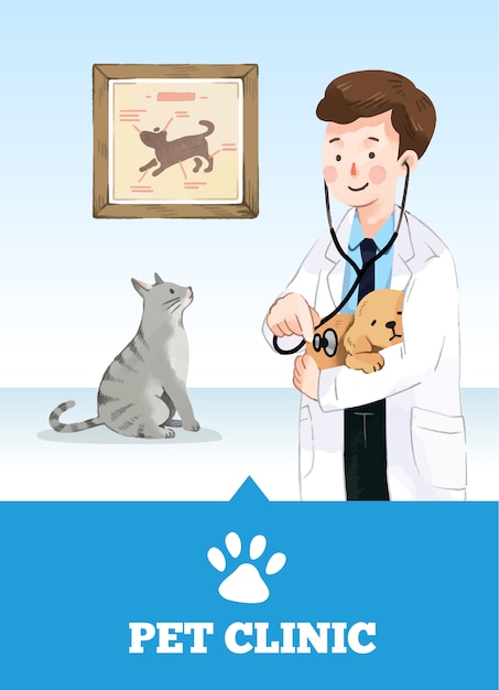 Vector hombre veterinario