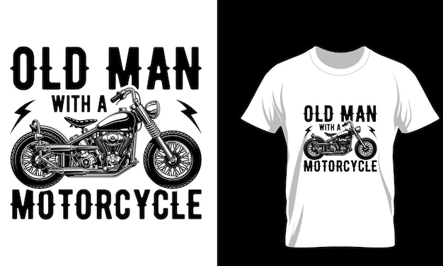 Hombre viejo con una camiseta de motocicleta plantilla de diseño