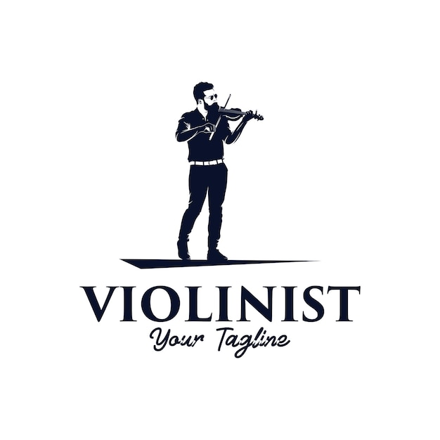 Un hombre violinista tocando el diseño del logo del violín